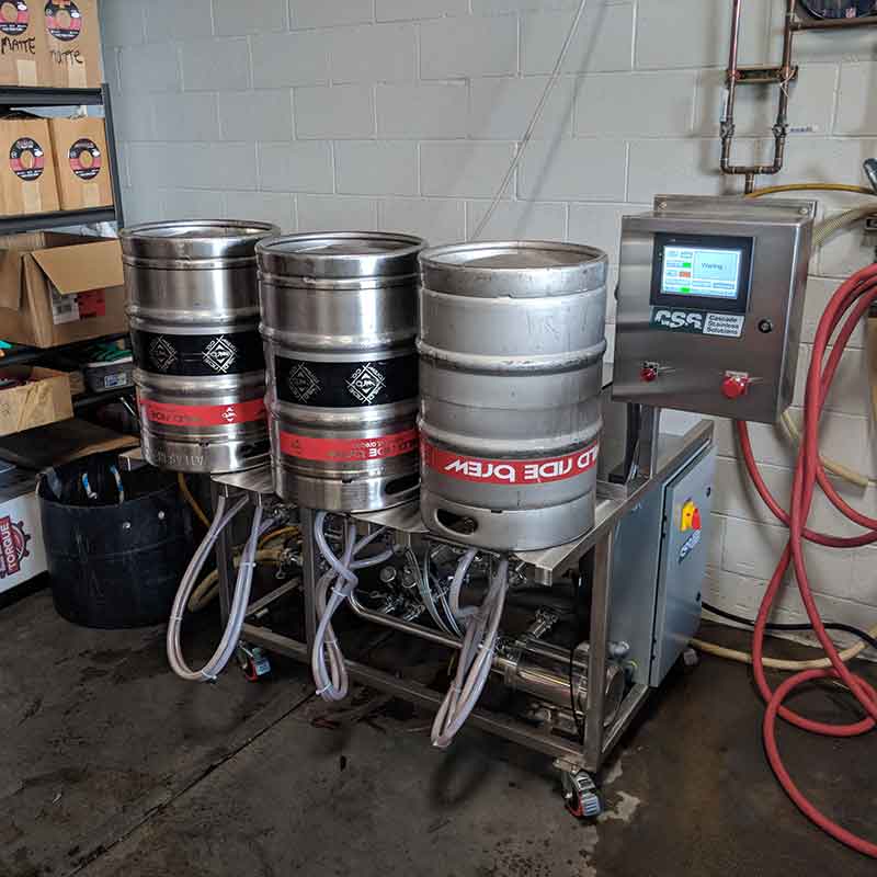 Keg Washer 3 Head Made By Cascade Stainless Solutions at Wild Ride Brewing 800 x 800